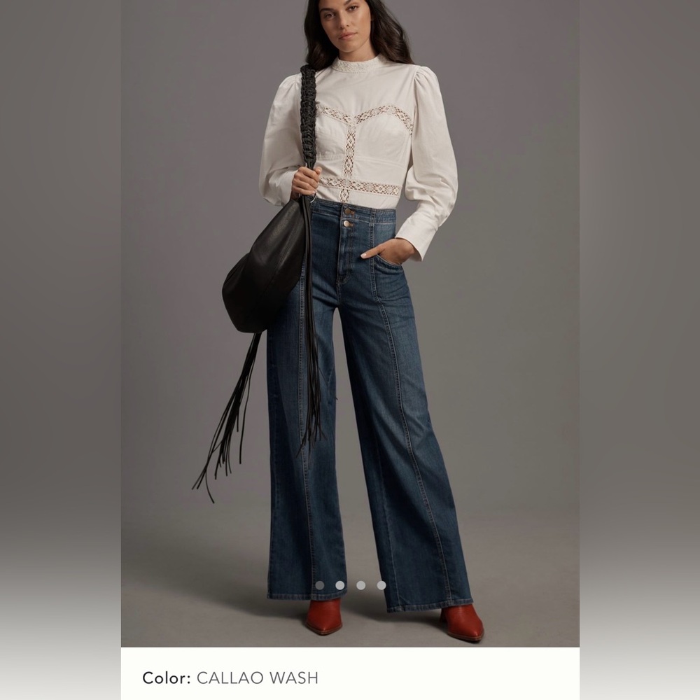 Pilcro Corset Seamed High Rise wide leg Jean from Anthropologie size 27